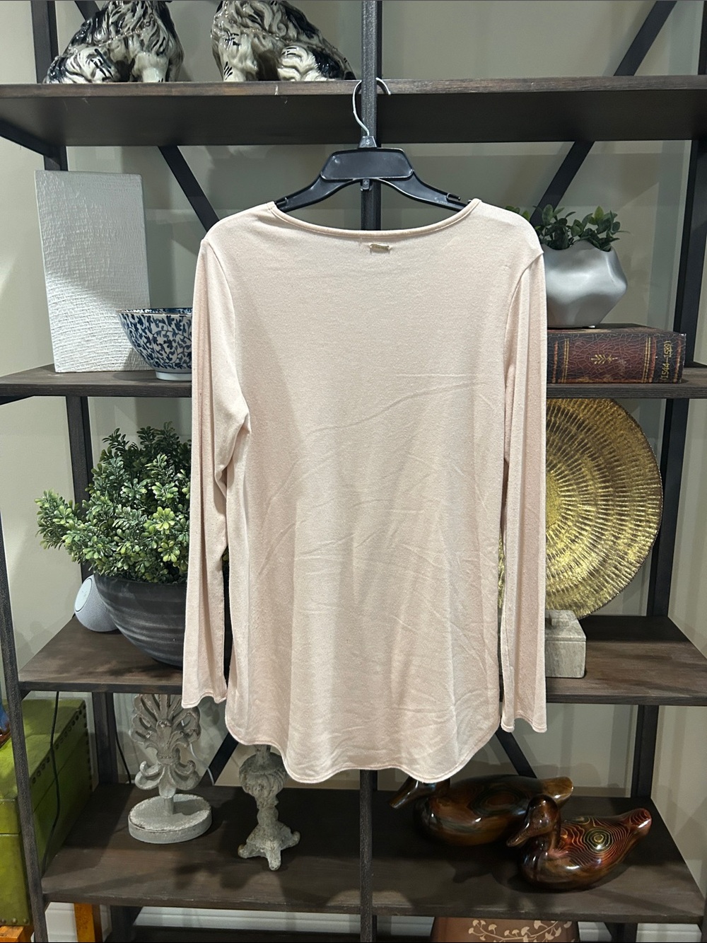 Calvin Klein Cozy Long-Sleeve Crewneck Top - Pale Pink - Picture 4 of 4